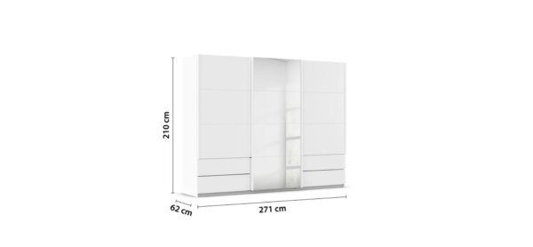 Schwebetürenschrank- B ca. 271, Weiß, Spiegel - Image 3