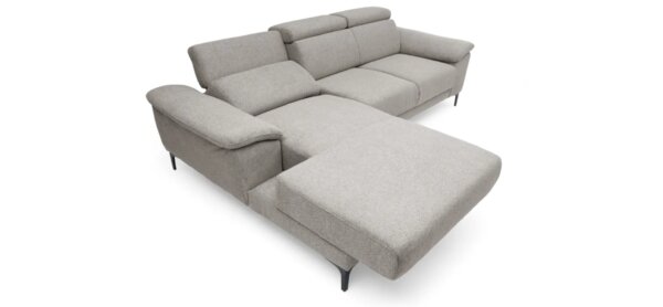 Ecksofa EZRA - Ecke links, 2-Sitzer inkl. Kopfteilverstellungen, Sitzvorzug, Relaxfunktion, Stoff, Taupe - Image 3
