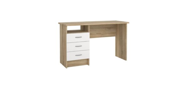 Schreibtisch - LB ca. 120x48 cm, Eiche Struktur Nachbildung, Weiß